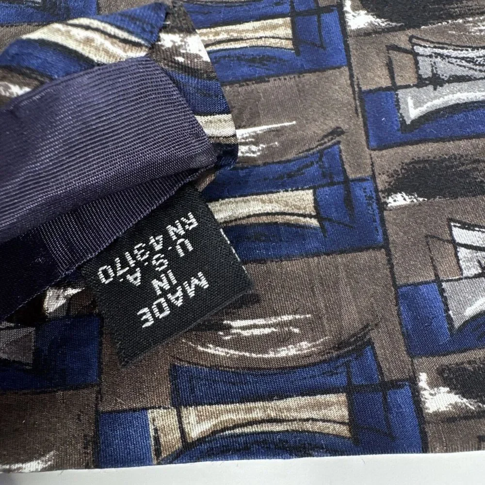 Lot of 3 Vintage Neckties Daniel Hechter 100% Silk‎ Made in USA Blue Black Brown